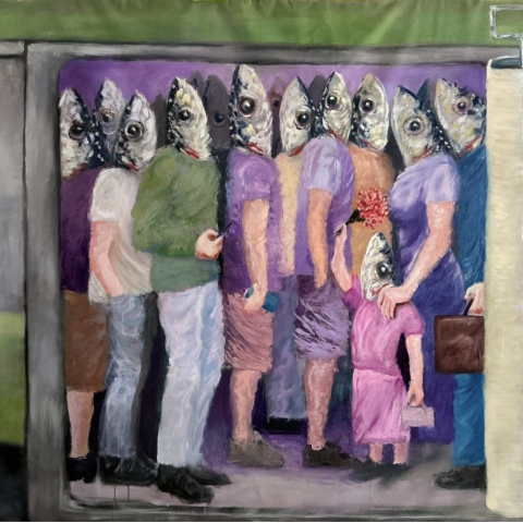 Costretti come dita dei piedi olio su tela 250x210