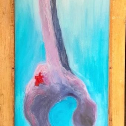 Infinita preghiera olio su tela 156x53