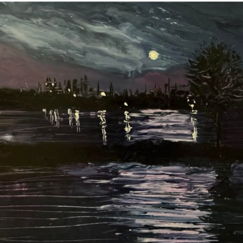 E nella pace il freddo improvviso olio su tela 50x70