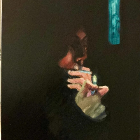 Piccola luce infrange grandi silenzi olio su tela 50x70